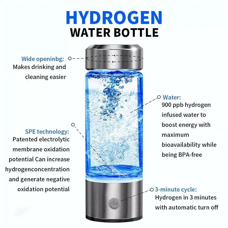 1pc 450ml Portable Hydrogen Water Generator 3 Minutes Mode High Concentration Hydrogen Water Generator