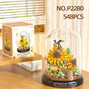 Insect Flower Building Blocks Set Bee Butterfly Plant Potted Model Bricks Set With Dust Cover Diy Toys For Kids Holiday Gifts