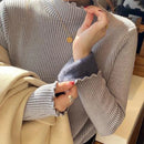 HELIAR Women Ruffles Mock Neck Sweater Thicken Autumn Fleece Warm Thermal Pullover Cashmere Sweater For Women 2023 Winter