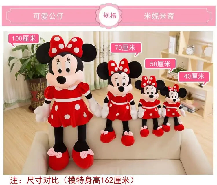 35cm Disney Couple Mickey Minnie Doll Cartoon Anime Red Pink Minnie Mouse Plush Toys Girlfriend Children Gifts Lovely Plush Toy