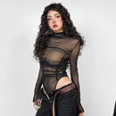 Bodysuits Gym Womens Fancy Simple Soft Buckles Tightable Long Short-Sleeved Bodycon Mock-Neck Suspenders Trendy Comfortable Sexy