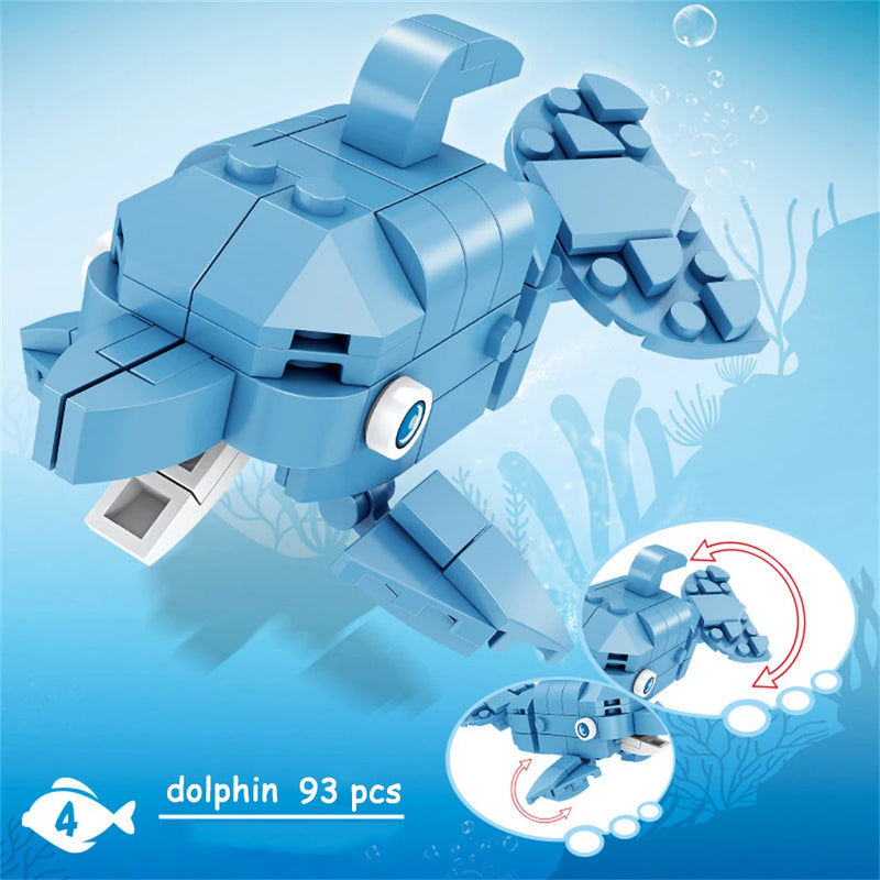 Knew Built Lantern fish So On Marine Animal Series Building Blocks Toys - Perfect for Kids,Gift Educational Ocean World Toy Set