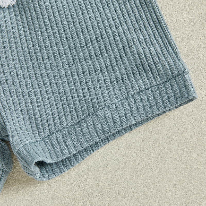 Summer Little Baby Boys Clothing Set Soft Ribbed Newborn Outfits Letter Print Short Sleeve Jumpsuit Elastic Shorts Infant Suit