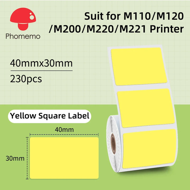 Phomemo Mini Printer Thermal White/Color/Round/Transparent Sticker Self Adhesive Waterproof Sticker For M110 M220 M221 M120 M200