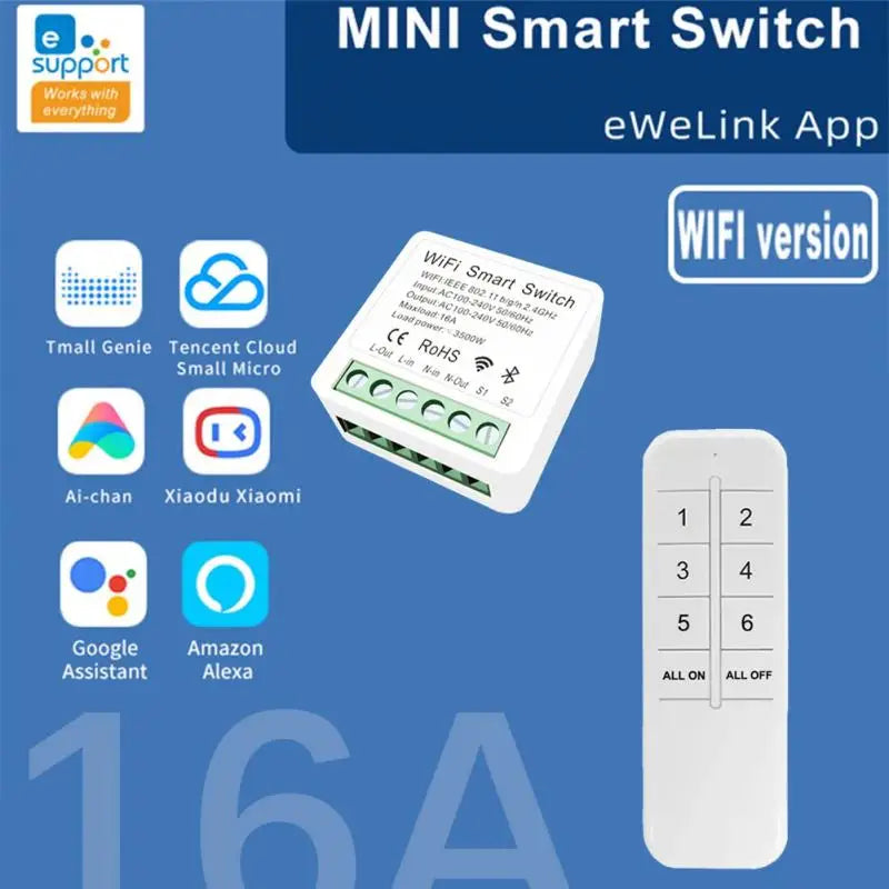 eWeLink Smart Dimmer Switch WiFi Automation Breaker Module Compatible With 2.4G 6 Key Remote Control Work With Alexa Google Home