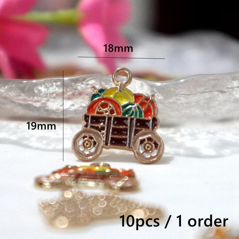 10pcs Cute Thanksgiving Turkey Food Metal Pendant Cartoon Alloy Charms DIY Necklace Bracelet Earrings Jewelry Keychain Accessory