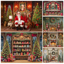 Santa Claus Workshop Backdrops Kids Family Photography Props Magic Christmas Fireplace Gifts Wreath Xmas Trees Backgrounds