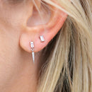 925 Sterling Silver Needle Small Geometry Triangle Crystal Stud Earring for Woman Lovers' Couples Bling Simple Piercing Earrings