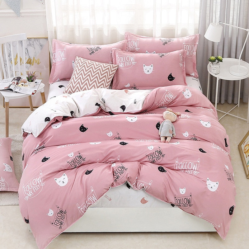 3/4pcs Bedding Set Pink Strawberry Fashion Bed Sheets Queen Size Luxury Bedding Set bed Sheet Sets Duvet Cover Set King Size