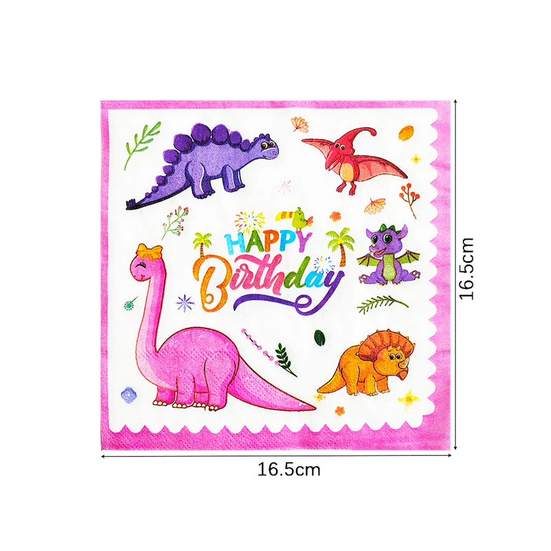 Cartoon Pink Dinosaur Birthday Party Decorations Disposable Tableware Plate Cup 3D Dinosaur Balloon for Girls Baby Toys Supplies