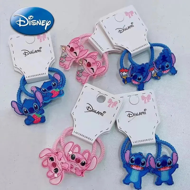 1/5/10pcs Disney Anime Lilo & Stitch Hair Bands Kawaii Stitch Hairpin Cartoon Rubber Band Hair Accessoires Girl Gifts Toy