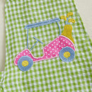 Infant Girl Halter Neck Romper with Cute Golf Cart Embroidery and Ruffle Detail - Sleeveless Newborn Playsuit for Summer Fun