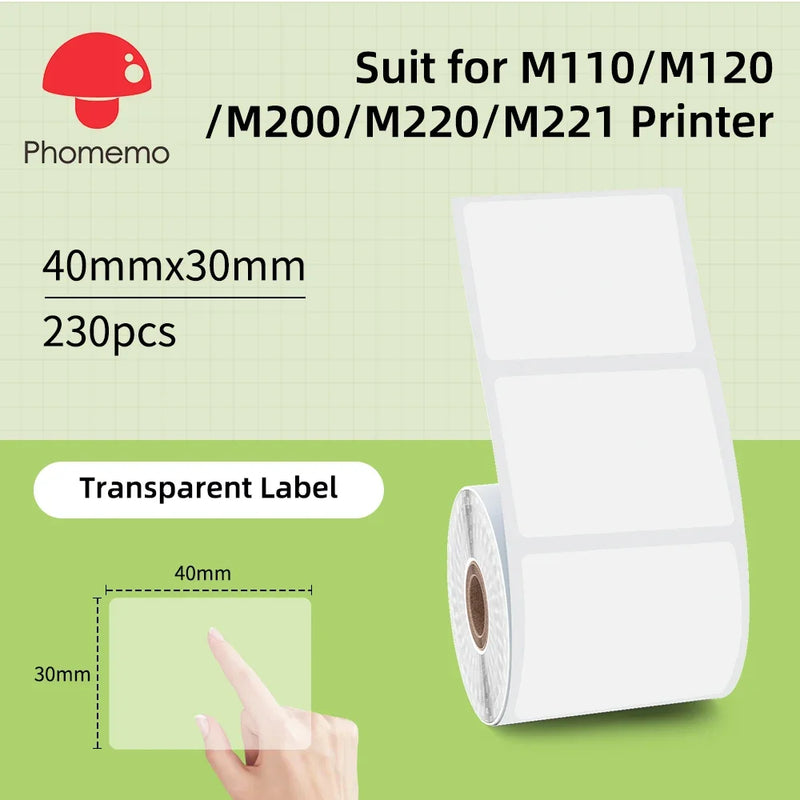 Phomemo Mini Printer Thermal White/Color/Round/Transparent Sticker Self Adhesive Waterproof Sticker For M110 M220 M221 M120 M200