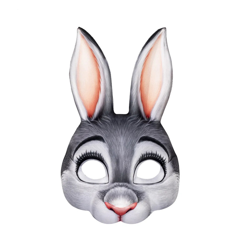 Half Face Rabbit Mask Adult Halloween Animal Head Masks Party Cosplay Mask Easter Carnival Masquerade Accessories Shooting Props