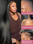250 Density Bone Straight 100% Brazilian Human Hair Wigs 13x4 13x6 HD Transparent Pre Plucked Lace Front Wigs 40 Inch For Women