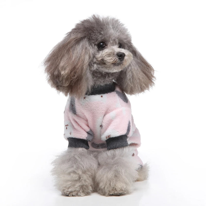 2023 Dog Pajamas Winter Pet Clothes Cartoon Warm Jumpsuits Coat for Small Dogs Puppy Cat Yorkie Chihuahua Pomeranian Sleepsuit