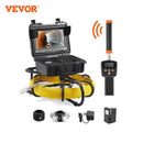 VEVOR Sewer Camera with 512Hz Locator IP68 9" Pipeline Inspection Camera w/DVR Function w/12 Adjustable LEDs and 16 GB SD Card