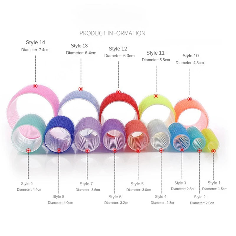 Self-Grip Hair Rollers Heatless Hair Curlers No Heat Hair Bangs Volume Self-adhesive Hook & Loop DIY Styling Tools