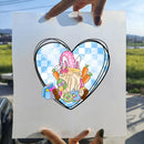 15cm New Easter Egg Rabbit Iron On Heat Transfer Stickers For Clothes DTF Pinted Vinyl Thermal Appliques Washable T-Shirt Decal