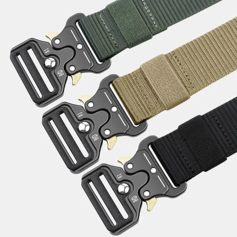 Men's Belt Metal Male Tactical Combat Belt Canvas Belts Big Size Outdoor Sport Nylon Belts Oversized