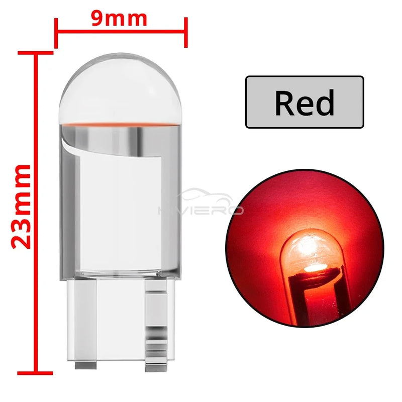 2Pcs Auto Light T10 LED Glass Housing Cob Car BulbAmbient Lighting Reversing Brake Wedge License Plate Lamp Dome Multiple Colors