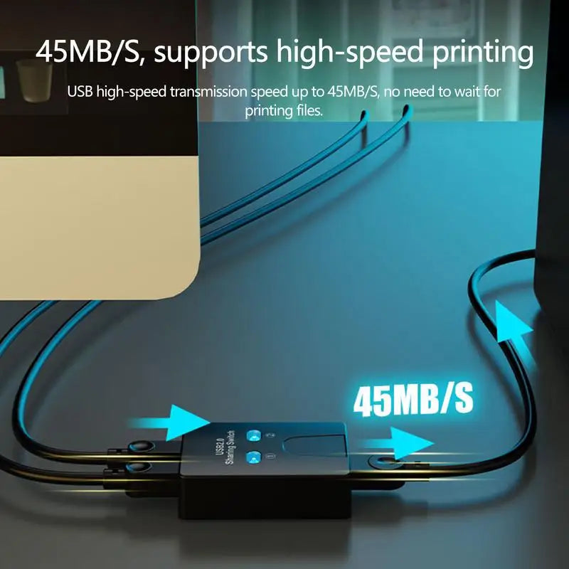 USB Switch 2 Port Manual USB HUB Two Computers Share U Disk Printer Devices Two In One Out USB2.0 Sharer With Cable