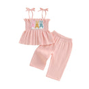 Adorable Baby Girl Spring Outfits Floral Print Ruffle Sleeve Top with Bowknot Shorts 2 Piece Set for Easter