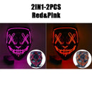Halloween Horror-Masken LED Gesichtsleuchtmaske Gruselige Scream Leuchtmaske für Karneval Halloween Kostüme für Männer Leuchtet im Dunkeln
