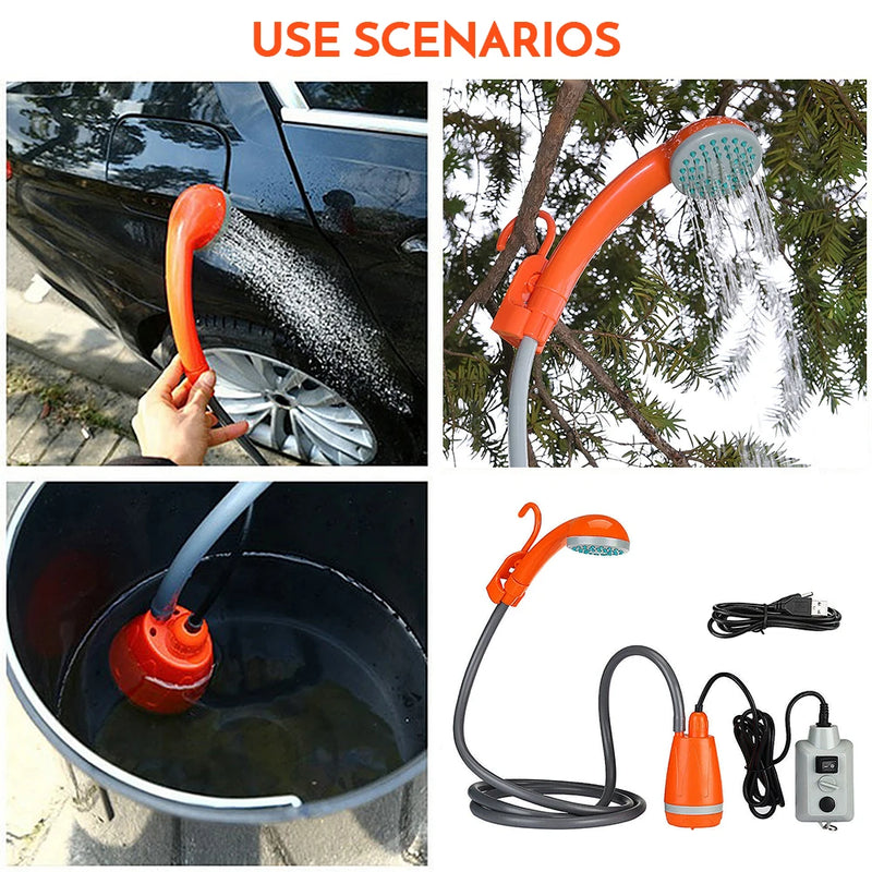 Outdoor Camping Shower Pump Portable Camping Shower Rechargeable Shower Head for Camping Hiking Traveling Beach Picnic  2022