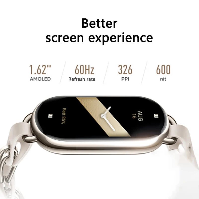 New Xiaomi Mi Band 8 Smart Bracelets Heart Rate Blood Oxygen Fitness Traker Bluetooth Waterproof NO NFC 7 Color AMOLED Screen