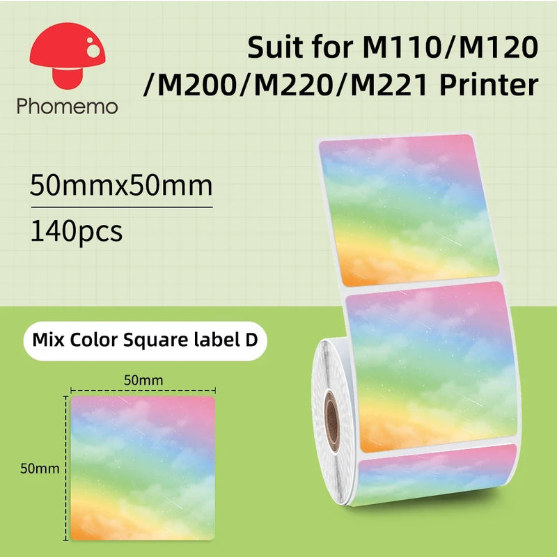 Phomemo Mini Printer Thermal White/Color/Round/Transparent Sticker Self Adhesive Waterproof Sticker For M110 M220 M221 M120 M200