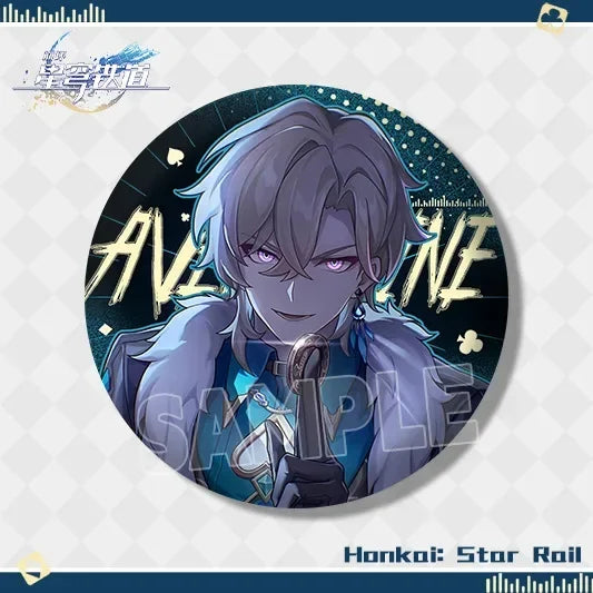 Honkai:Star Rail Concerts Magazines Aventurine Double Flash Badge 75mm Laser Pin Accessories for Clothes Backpack Decor Brooches