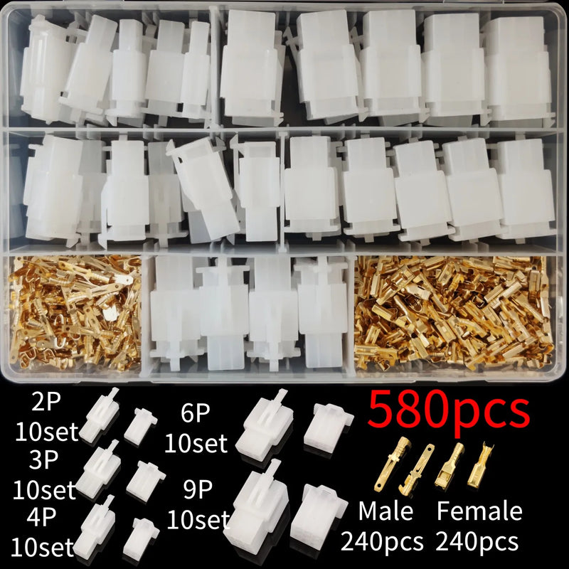 Car Motorcycle Electrical Connectors: 2.8mm 2 3 4 6 9 Pin Wire Terminal Hooks for Male & Female Terminals Assorted Kit