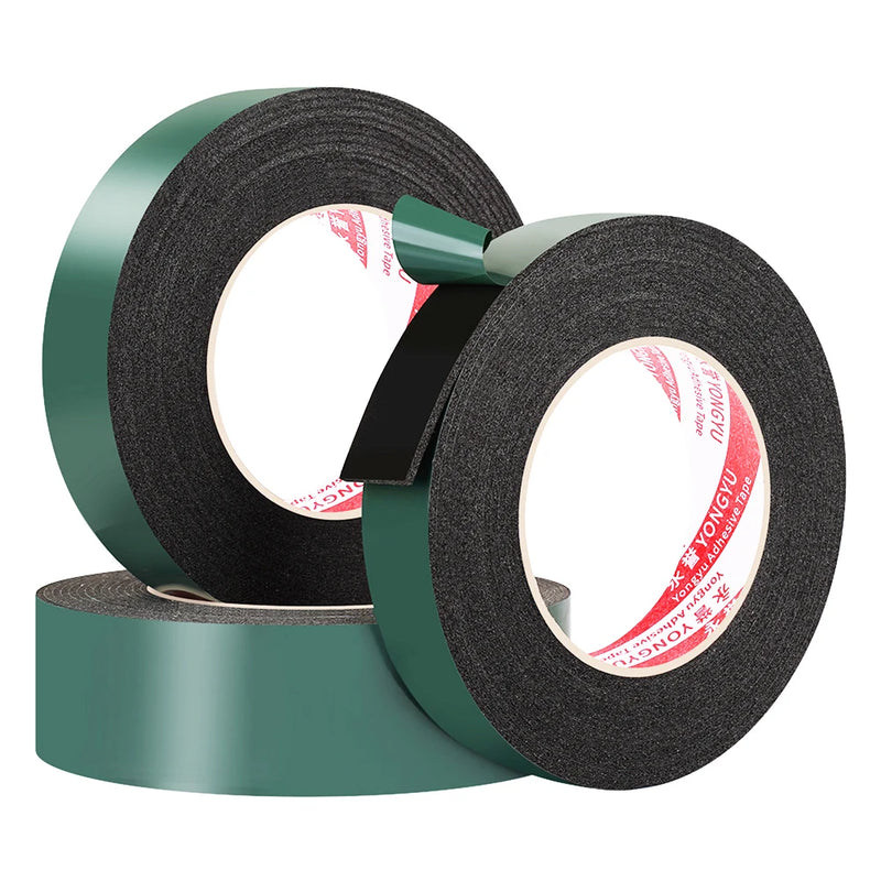 10 Meter Green Film Black Adhesive Foam Double-Sided Tape Soft And Elastic Shock-Absorbing Buffering Sound Insulation Collision