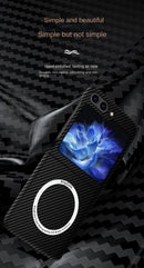 For Samsung Galaxy Z Flip 5 4 3 Case Hard carbon fiber Magnetic Wireless Charging Protective Back Cover For Samsung Z Flip5 4 3