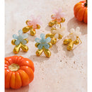 Yhpup Trendy Style Resin Acrylic Flower Sweet Stud Earrings 18K Golden Plated Stainless Steel Daily Jewelry Pink Blue White