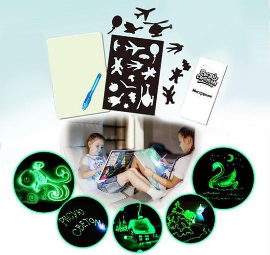 A3 A4 A5 Magic Luminous Drawing Board Draw With Light-Fun Sketchpad Board Fluorescent Pen Russian English Light Up Draw Toys