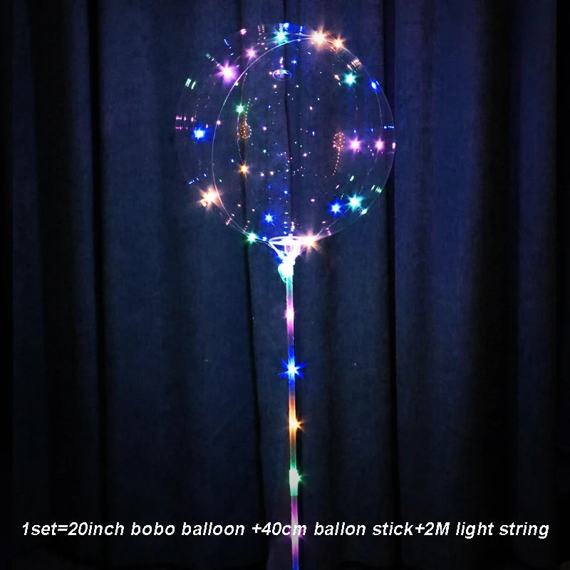 1 Set LED Clear Balloon Transparent Bobo Balloon with Led Light Round Heart Star Shape Ballons Globos for Birthday Party Decor