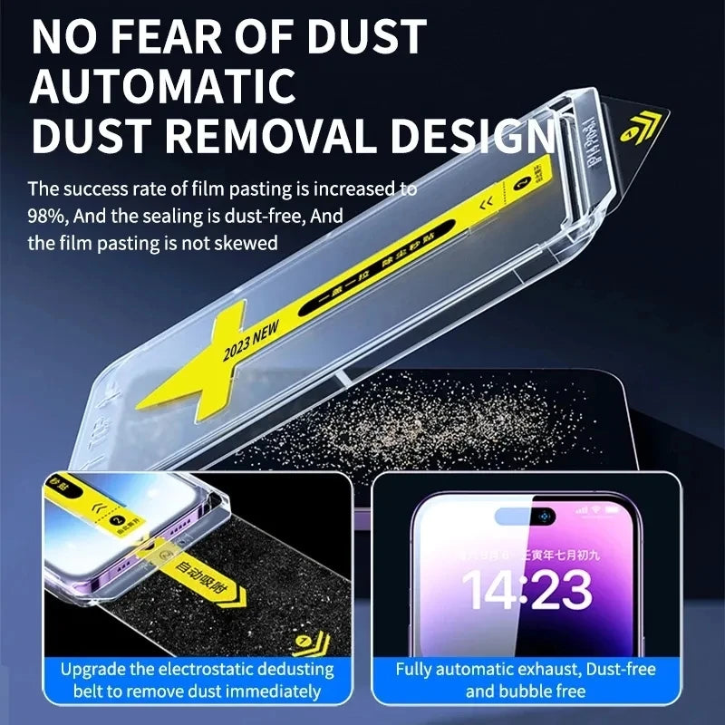 New 8K Oleophobic Coating Dust free Installation Screen Protector For iPhone 13 11 12 14 Pro Max Mini XS MAX X 15 Anti Spy Glass
