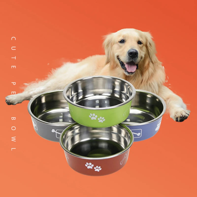 Pet Supplies Stainless Steel Printed Dog Bowl Cat Bowl Cat Food Bowl Dog Food Bowl Stainless Steel Pet Bowl Dog Accessories