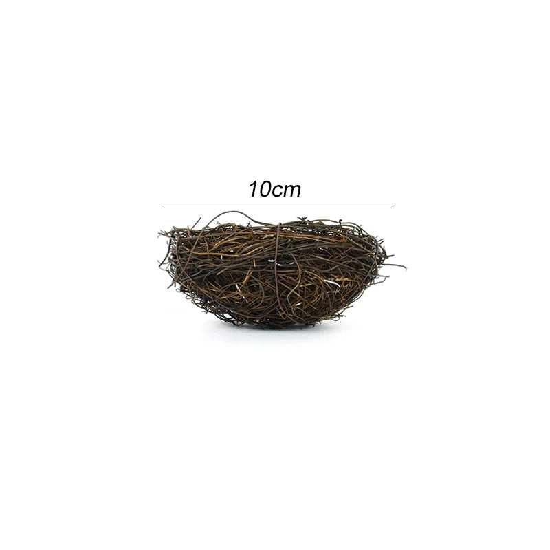 Artificial Rattan Round Nest Cages Easter Eggs Storage Simulated Bird's Nest Easter Party Tree Decoration DIY Craft Bird House