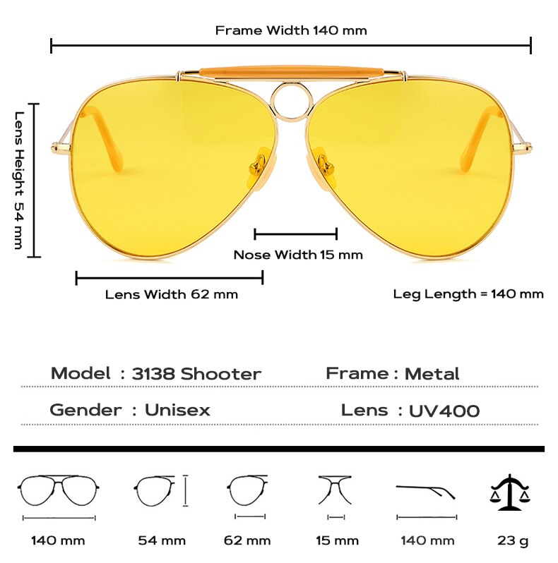 JackJad New Fashion 3138 SHOOTER Style Vintage Aviation Sunglasses Metal Circle Brand Design Sun Glasses Oculos De Sol With Hood