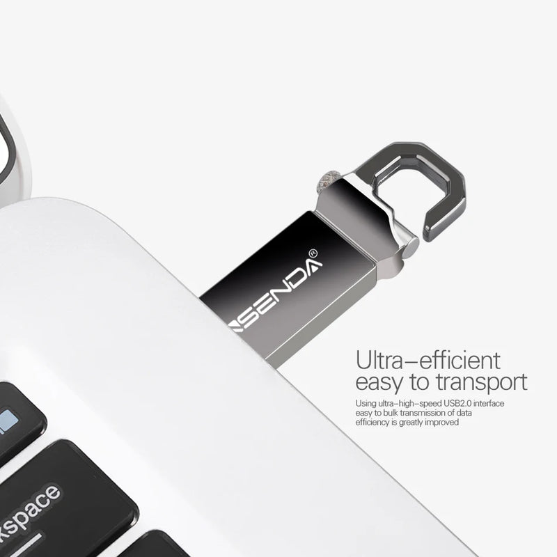 WANSENDA Keychain USB Flash Drive 128GB 64GB Metal Pen Drive 32GB 16GB 8GB 4GB Pendrive Memory Stick Waterproof Thumbdrive