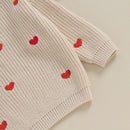 2023-10-12 Lioraitiin 0-18M Baby Mädchen Strickpullover mit Liebesherz-Stickerei Sweatshirt Pullover Tops Kleinkind Valentinstag Kleidung