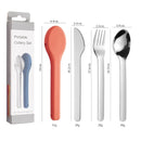 Portable Stainless Steel Cutlery Set, Suitable for Work, School, Picnic, Camping, Travel, Reusable Silicone Portable Cutlery Set