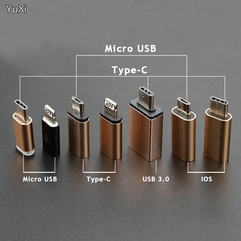 YUXI 1PCS Micro USB to Converter Adapter For iPhone X 8 7 6 Plus Type C/IOS to Micro USB Adapter For Samsung S8 Xiaomi