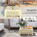 2in1 Outdoor Storage Box for Umbrella Base Umbrella Stand Table Wooden Patio Coffee End Table with Umbrella Hole Natural Wood