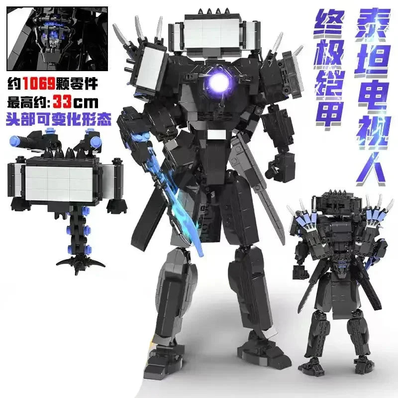 Skibidi Toilet Clock Man Building Blocks Toys Cameraman Speakerman Monitor Titan Tv Man Juguetes Brick Model Toys Gift For Kids