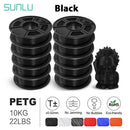 SUNLU 10KG 3D Filament PETG Filament 10kg 22 lbs 1.75mm 3D Printer Filament  Good acid and alkali resistance High transparency