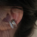 Punk Zirkon Doppellagige Ohrmanschette Ohne Piercing Ohrringe Trendiger Einzigartiger Metall Geometrischer Ohrclip für Damen Schmuck Geschenke